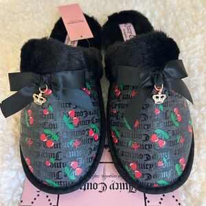 NWT Juicy Couture Fuzzy Cherry Cherries Slippers